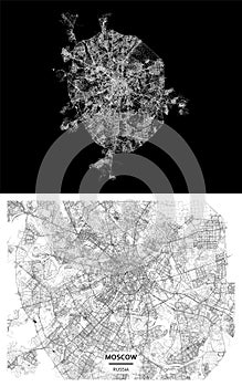 Moscow, Russia street map city centre for poster. High printable detail travel vector map. photo